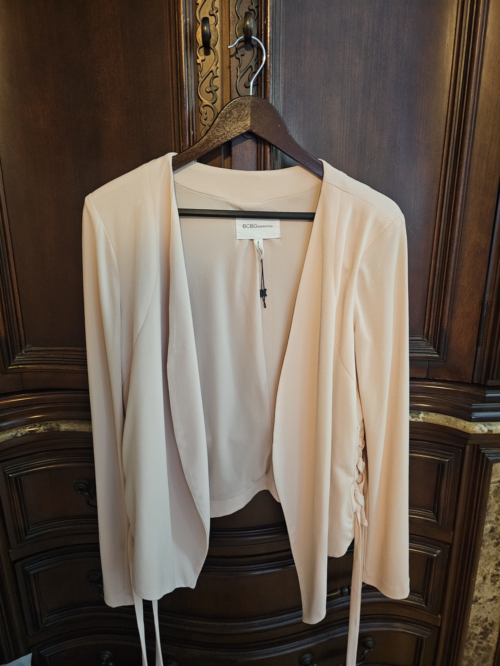 BCBGeneration Blush Open-Front Draped Blazer